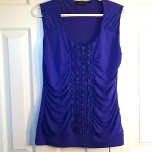Tempted Blue Ruffle-front shirt